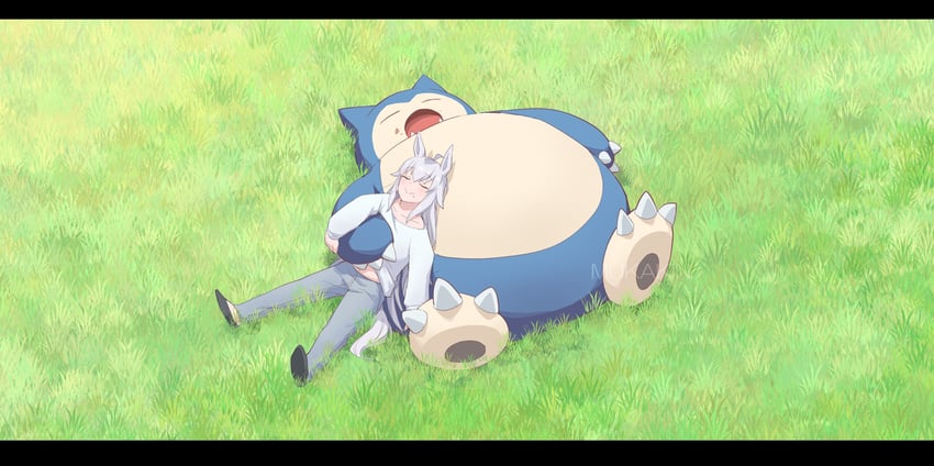 oguri cap and snorlax (pokemon and 1 more) drawn by mukakin