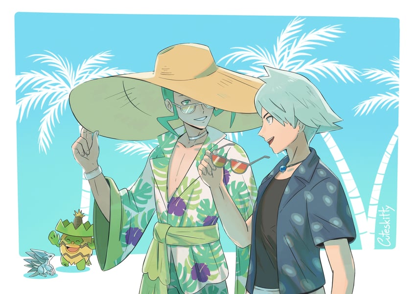 steven stone, wallace, ludicolo, and alolan sandslash (pokemon and 2 more) drawn by cuteskitty