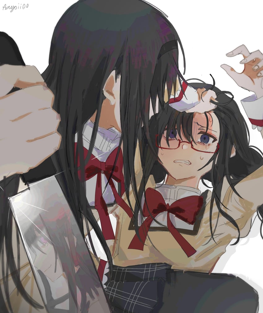 akemi homura and akuma homura (mahou shoujo madoka magica) drawn by axy_cang