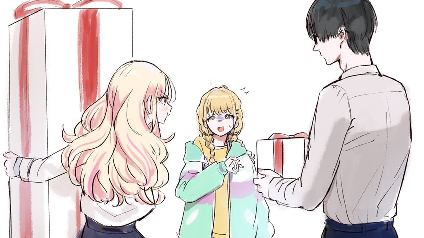 producer, fujita kotone, and juo sena (idolmaster and 1 more) drawn by kasasagi_(futagodori888)
