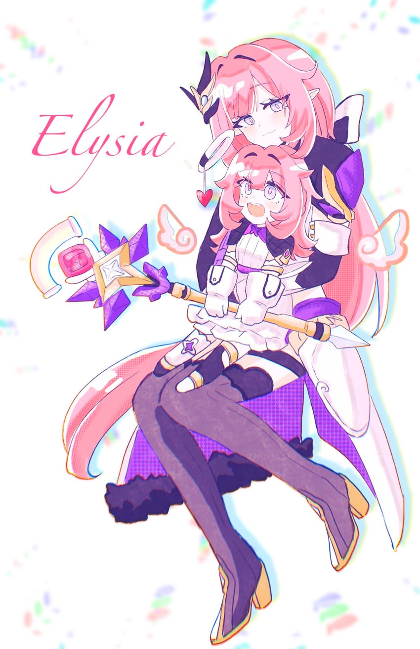 elysia and elf elysia (honkai and 1 more) drawn by mi_(27782900)