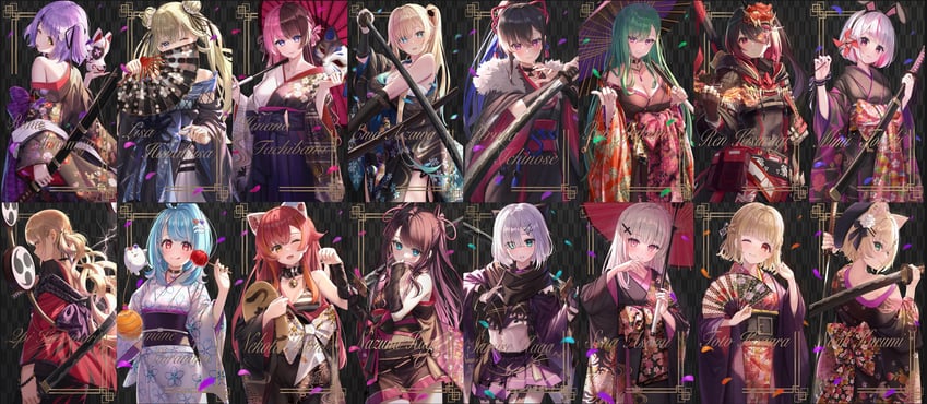 tachibana hinano, ichinose uruha, aizawa ema, yakumo beni, kurumi noah, and 11 more (vspo! and 2 more) drawn by shakkiyi