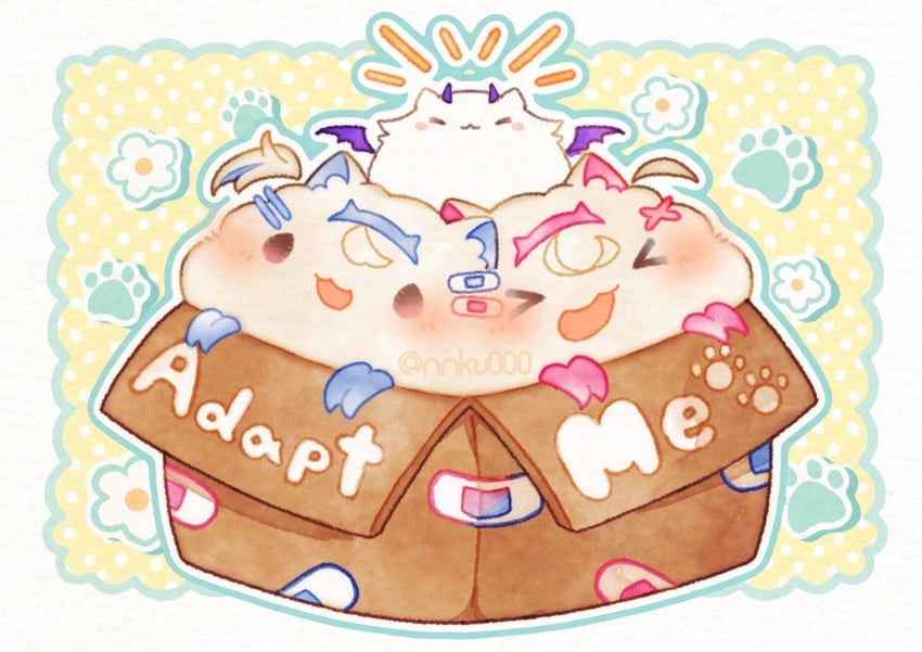 fuwawa abyssgard, mococo abyssgard, and perroccino (hololive and 1 more) drawn by dokkun0818