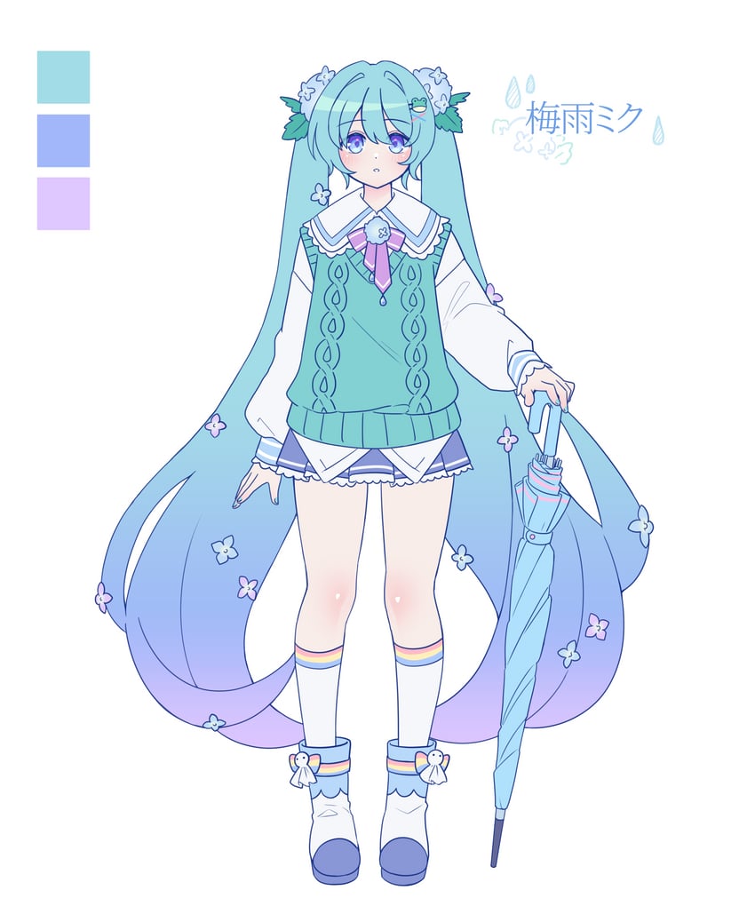 hatsune miku and tsuyu miku (vocaloid) drawn by fran_(fran122)