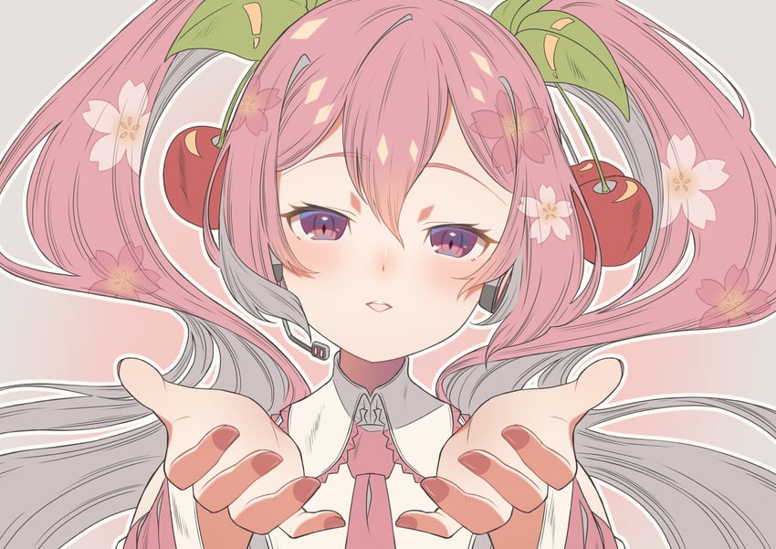 hatsune miku and sakura miku (vocaloid) drawn by taku_hanamiyap