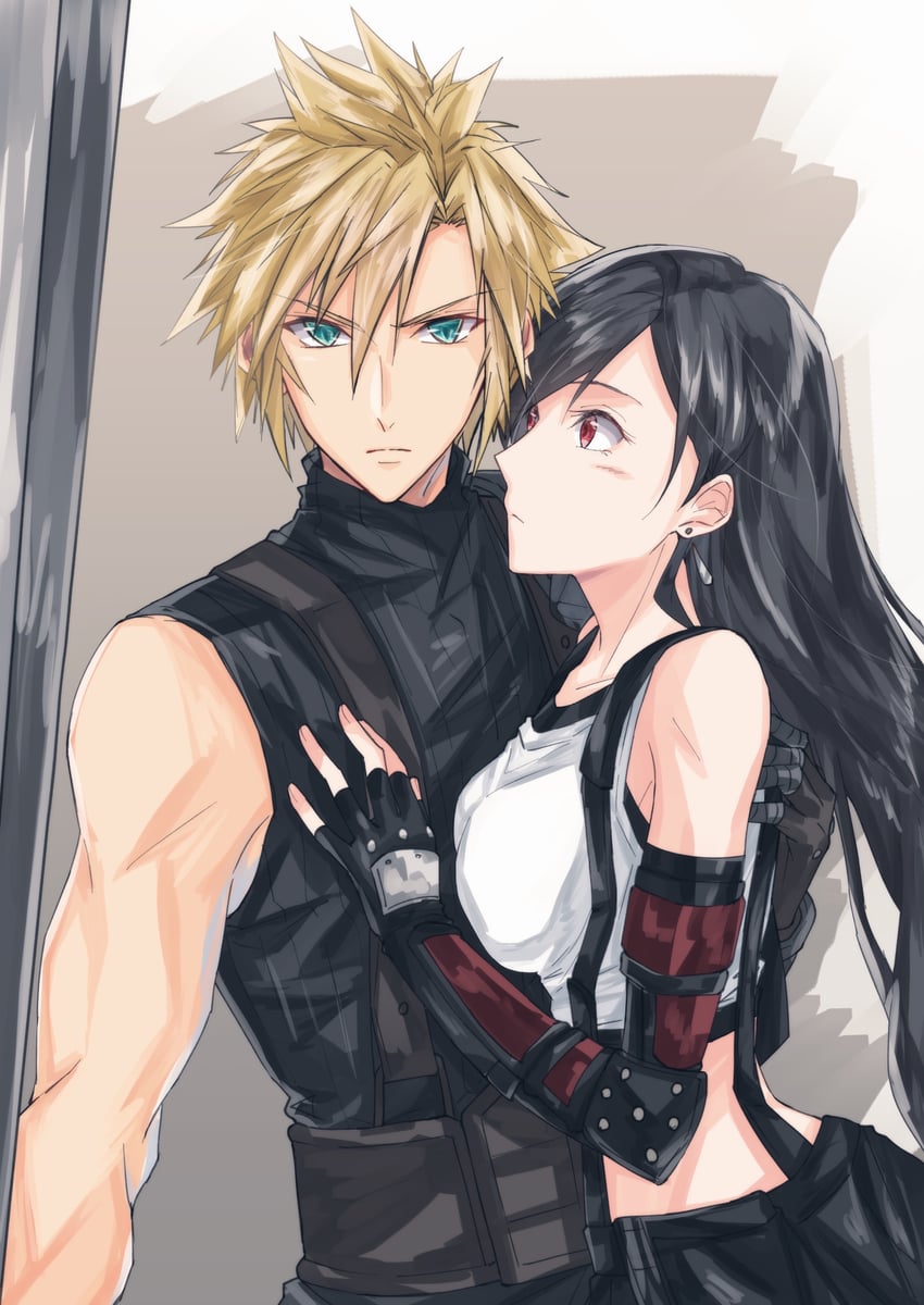tifa lockhart and cloud strife (final fantasy and 2 more) drawn by mizuamememe