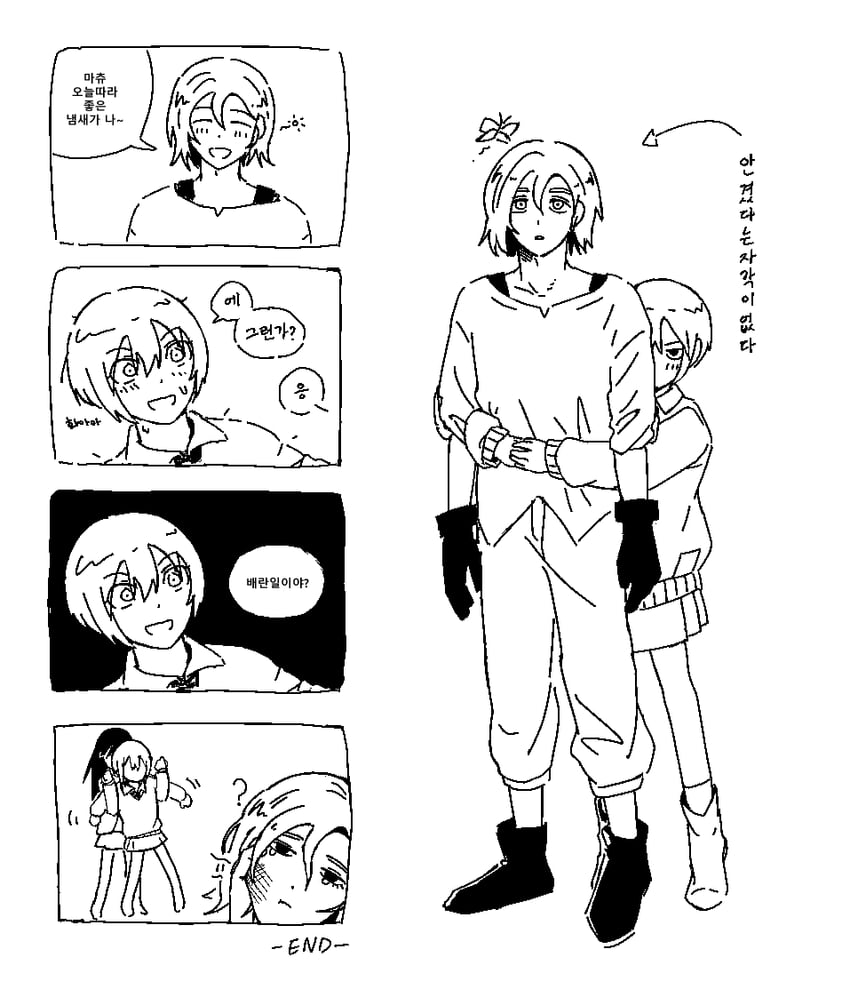 amate yuzuriha, shuji ito, and nyaan (gundam and 1 more) drawn by damsock