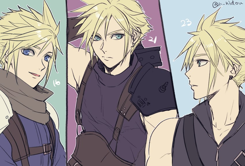 cloud strife and shinra infantry (final fantasy and 4 more) drawn by nidou_(rechlo)