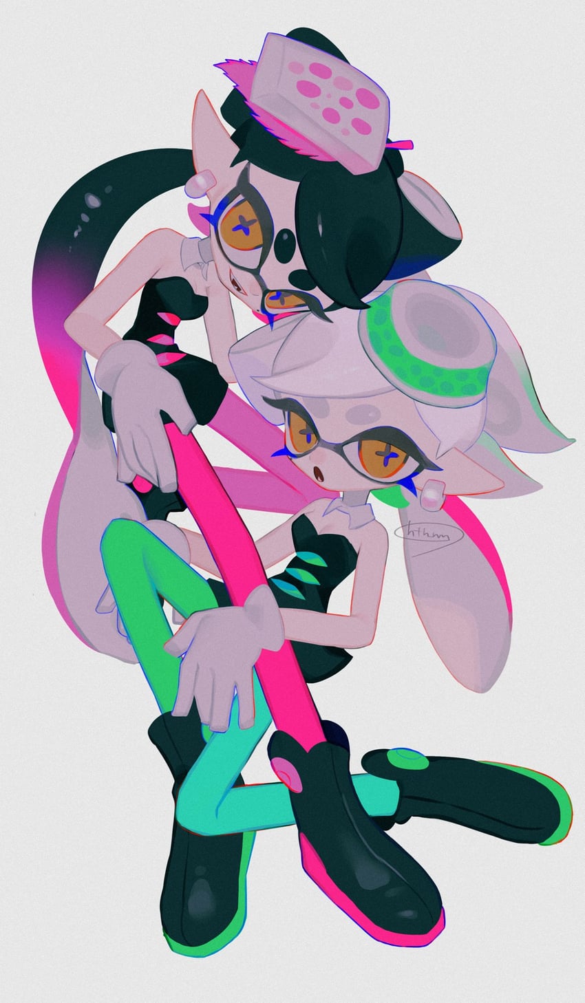 callie and marie (splatoon and 1 more) drawn by htn_nm