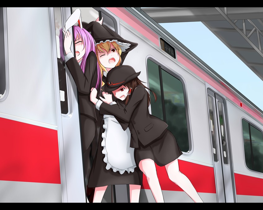 hakurei reimu, kirisame marisa, and reisen udongein inaba (touhou) drawn by akizuki_rito