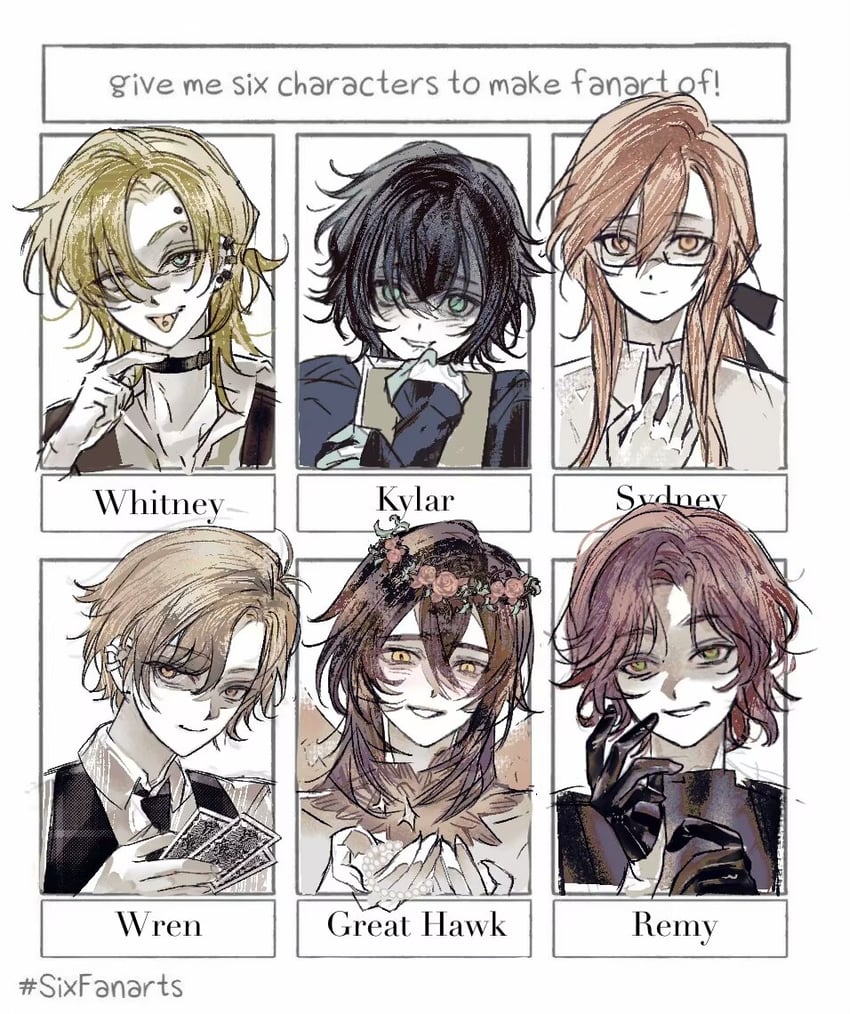 whitney, kylar, sydney, remy, wren, and 1 more (degrees of lewdity) drawn by freesia_quan