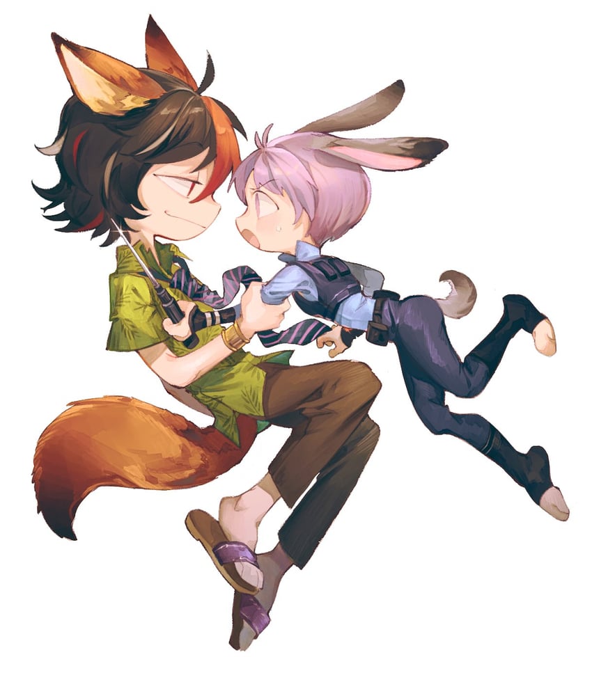 kijin seija, sukuna shinmyoumaru, judy hopps, and nick wilde (touhou and 1 more) drawn by kabocha1408