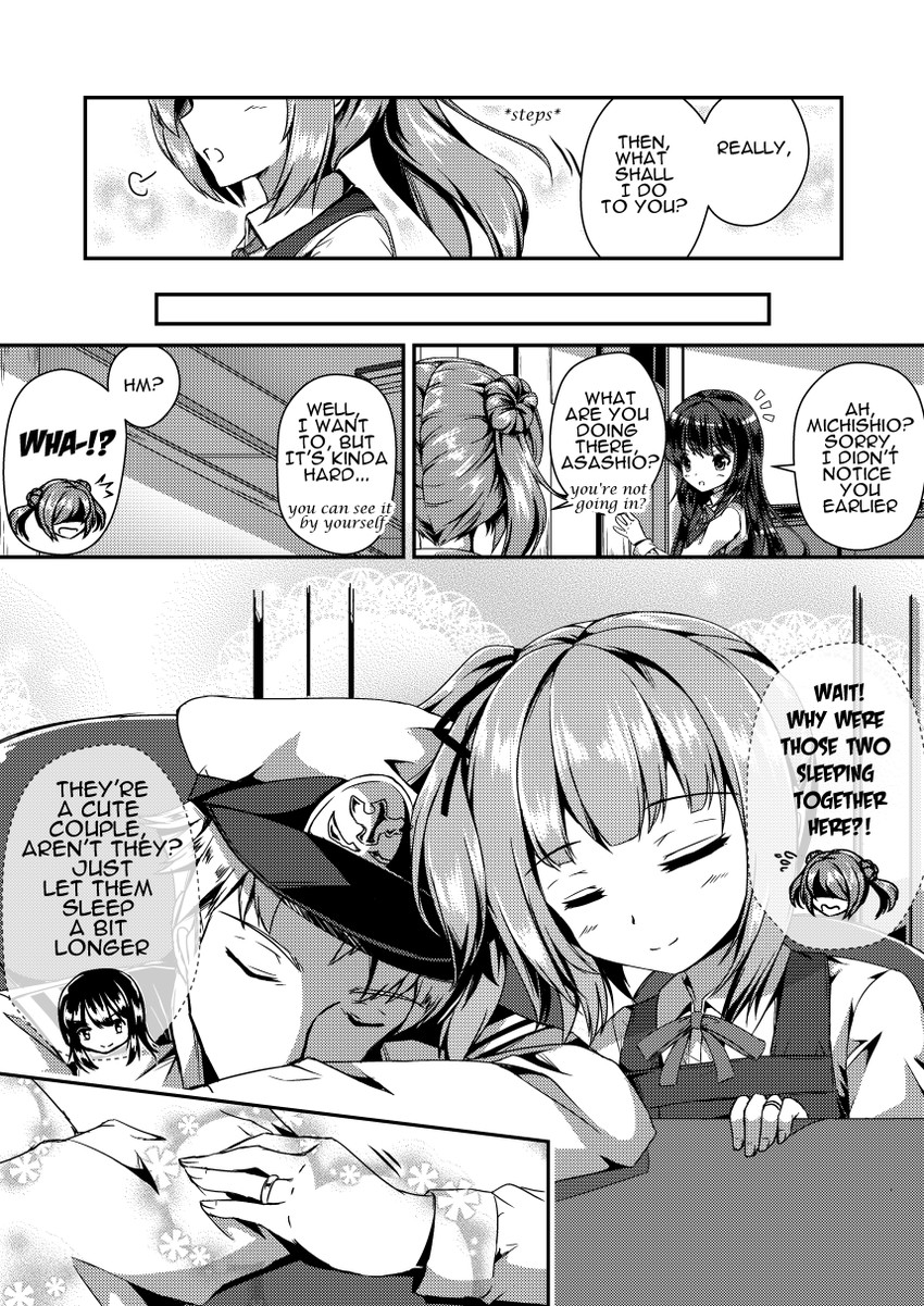 admiral, asashio, kasumi, michishio, kasumi kai ni, and 1 more (kantai collection) drawn by sheita