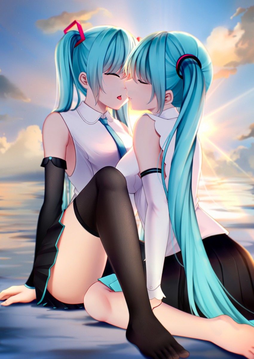 hatsune miku (vocaloid and 1 more) drawn by naisu