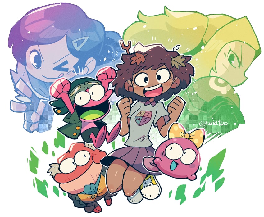 sasha waybright, anne boonchuy, marcy wu, sprig plantar, polly plantar, and 1 more (amphibia) drawn by rariatto_(ganguri)