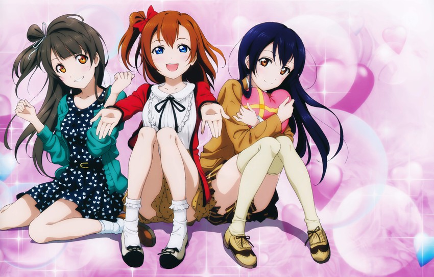sonoda umi, minami kotori, and kosaka honoka (love live! and 1 more) drawn by murota_yuuhei