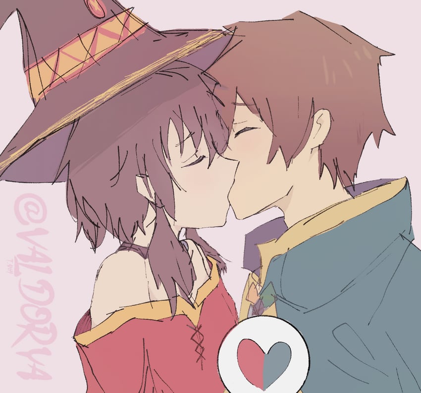 megumin and satou kazuma (kono subarashii sekai ni shukufuku wo!) drawn by valdorya