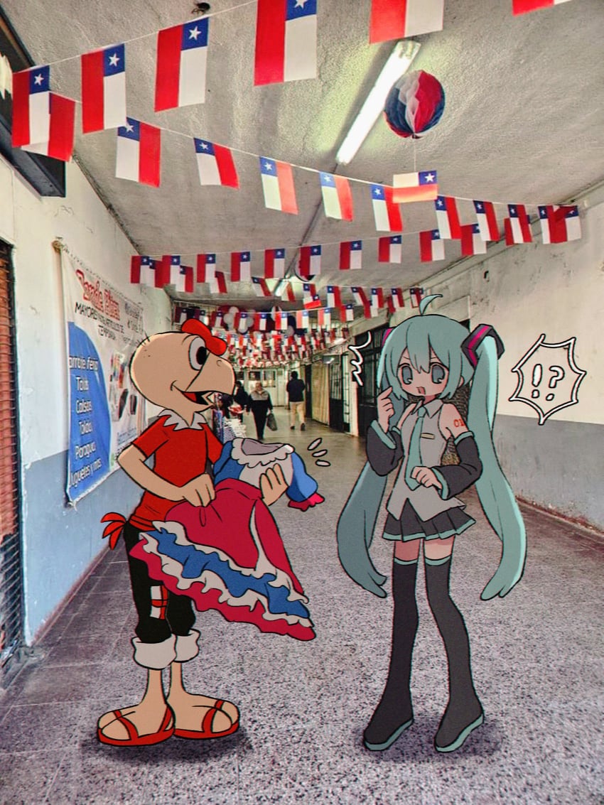 hatsune miku and condorito (vocaloid and 1 more) drawn by ri_(qrcode)