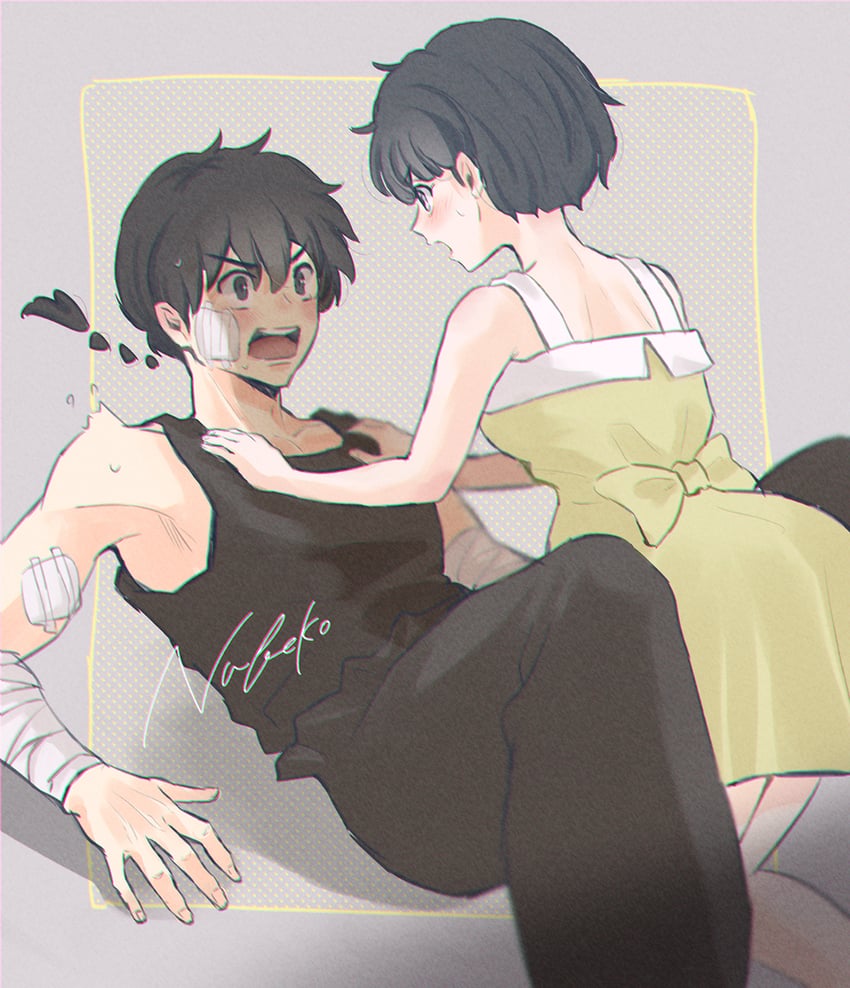 tendou akane and saotome ranma (ranma 1/2) drawn by nabeko_(be_yan3)