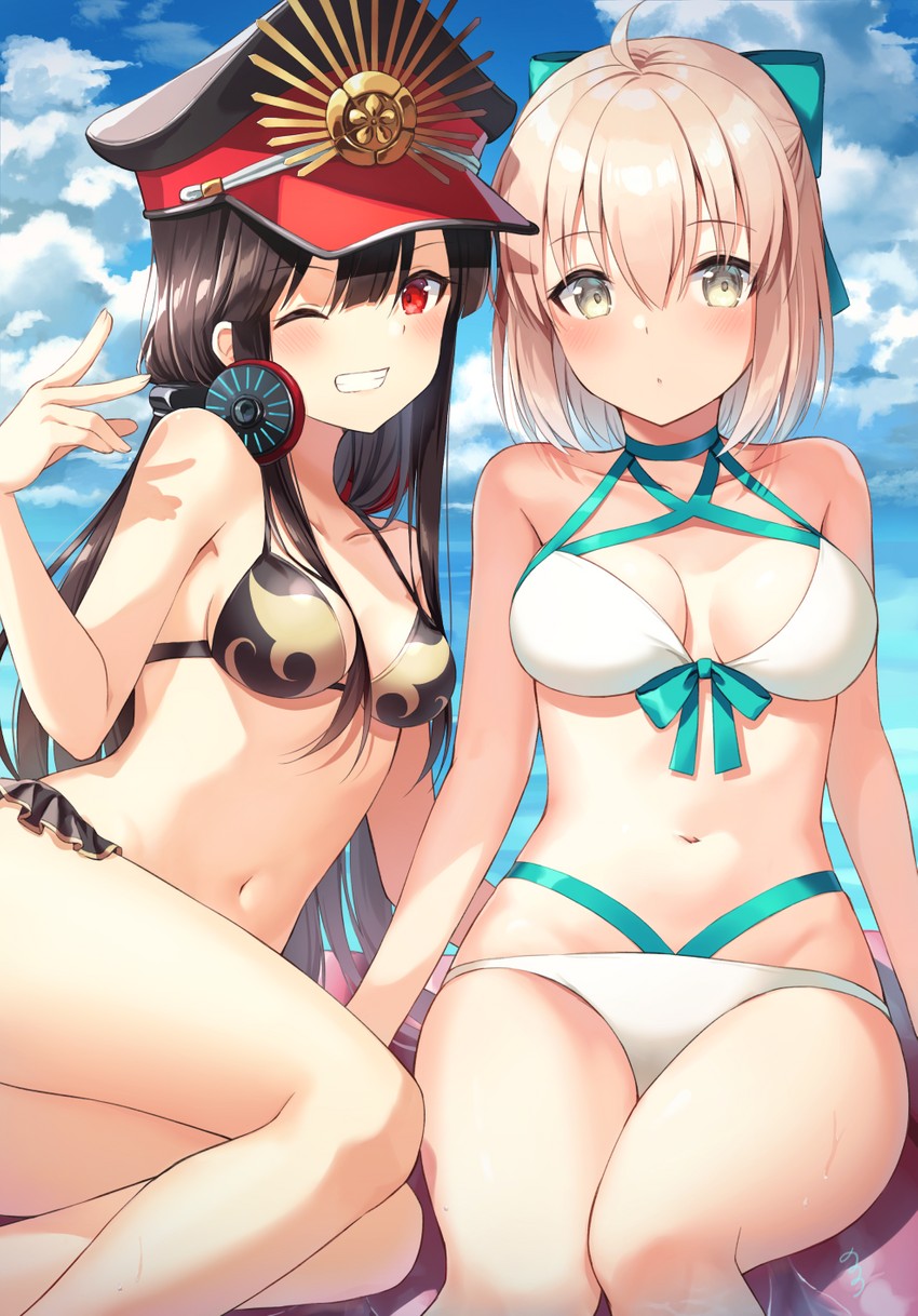 okita souji, oda nobunaga, and okita j. souji (fate and 1 more) drawn by nonono_(nononotea)