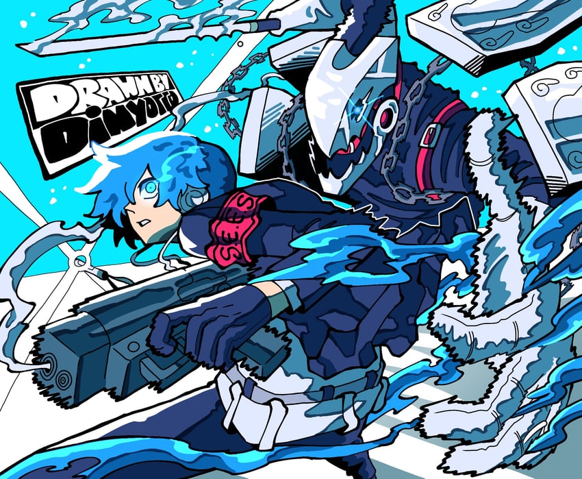 yuuki makoto and thanatos (persona and 2 more) drawn by dinyotto