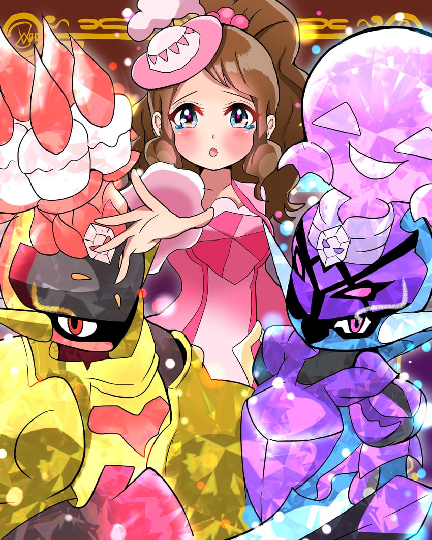 hilda, ceruledge, and armarouge (pokemon and 1 more) drawn by carrot_summer