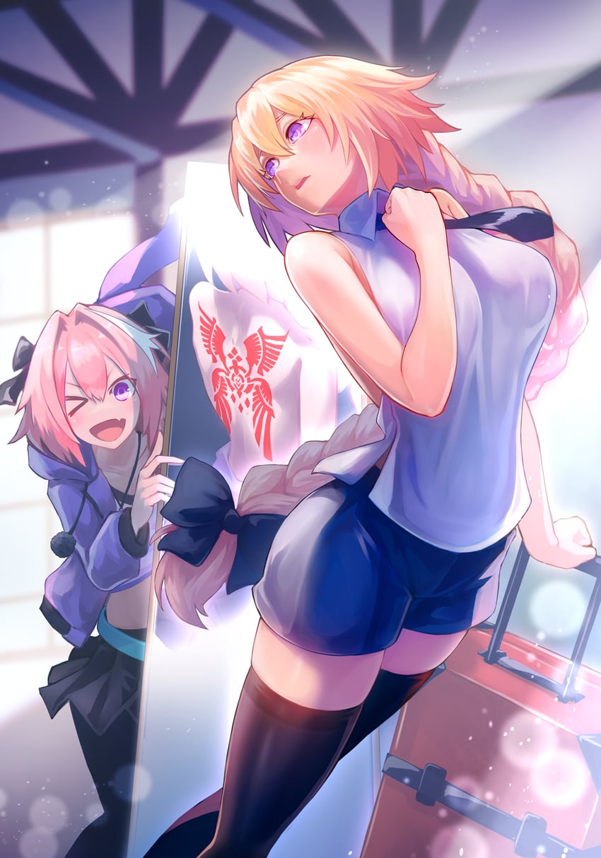 jeanne d'arc and astolfo (fate and 1 more) drawn by harnetyss