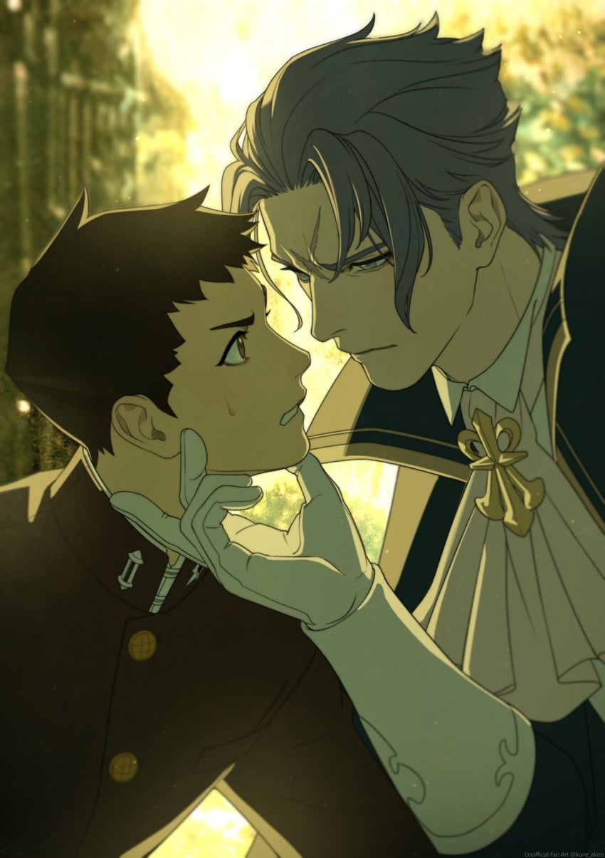 ryunosuke naruhodo and barok van zieks (ace attorney and 1 more) drawn by kune_akiro