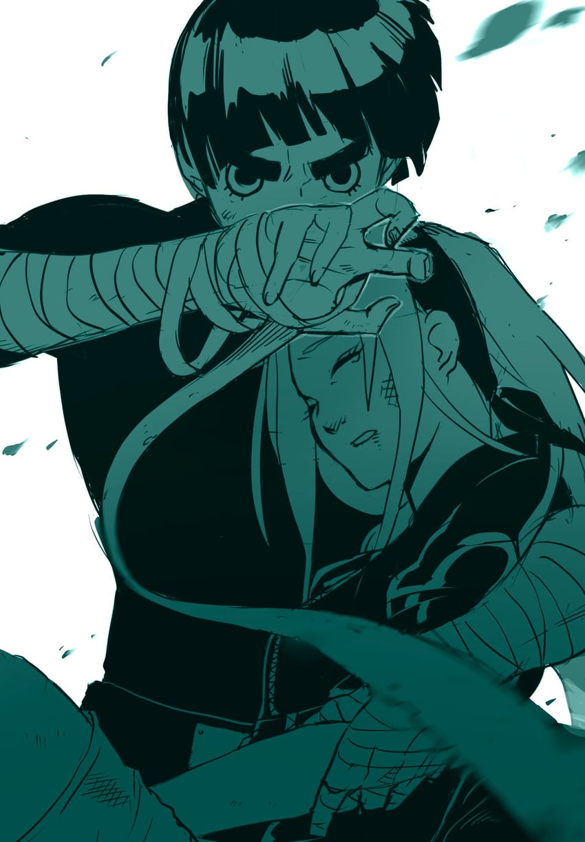 haruno sakura and rock lee (naruto) drawn by mitsuba_000