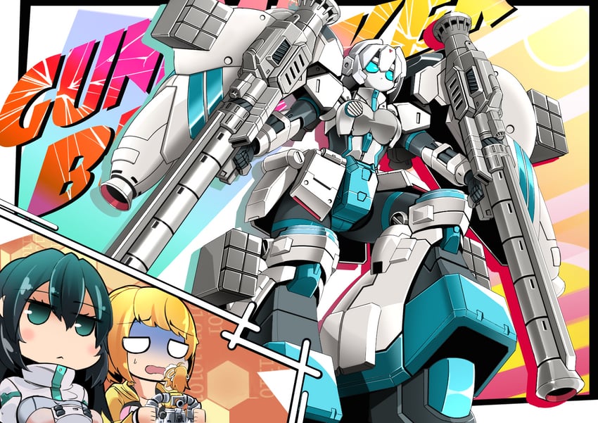 hoshino fumina, gundam gp-02 physalis, mobile doll may, and super fumina (gundam and 6 more) drawn by sibelurabbi