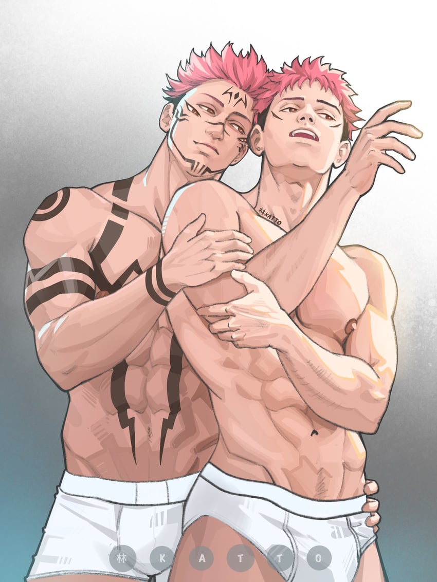 itadori yuuji and ryoumen sukuna (jujutsu kaisen) drawn by katto8452