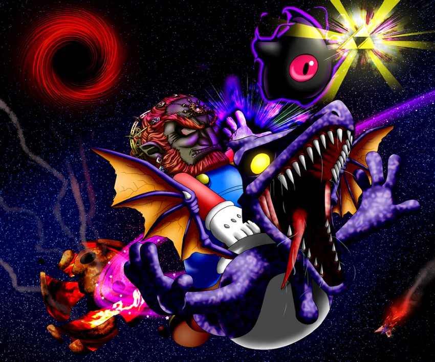 mario, ganondorf, luma, yoshi, ridley, and 1 more (the legend of zelda and 7 more) drawn by misterror