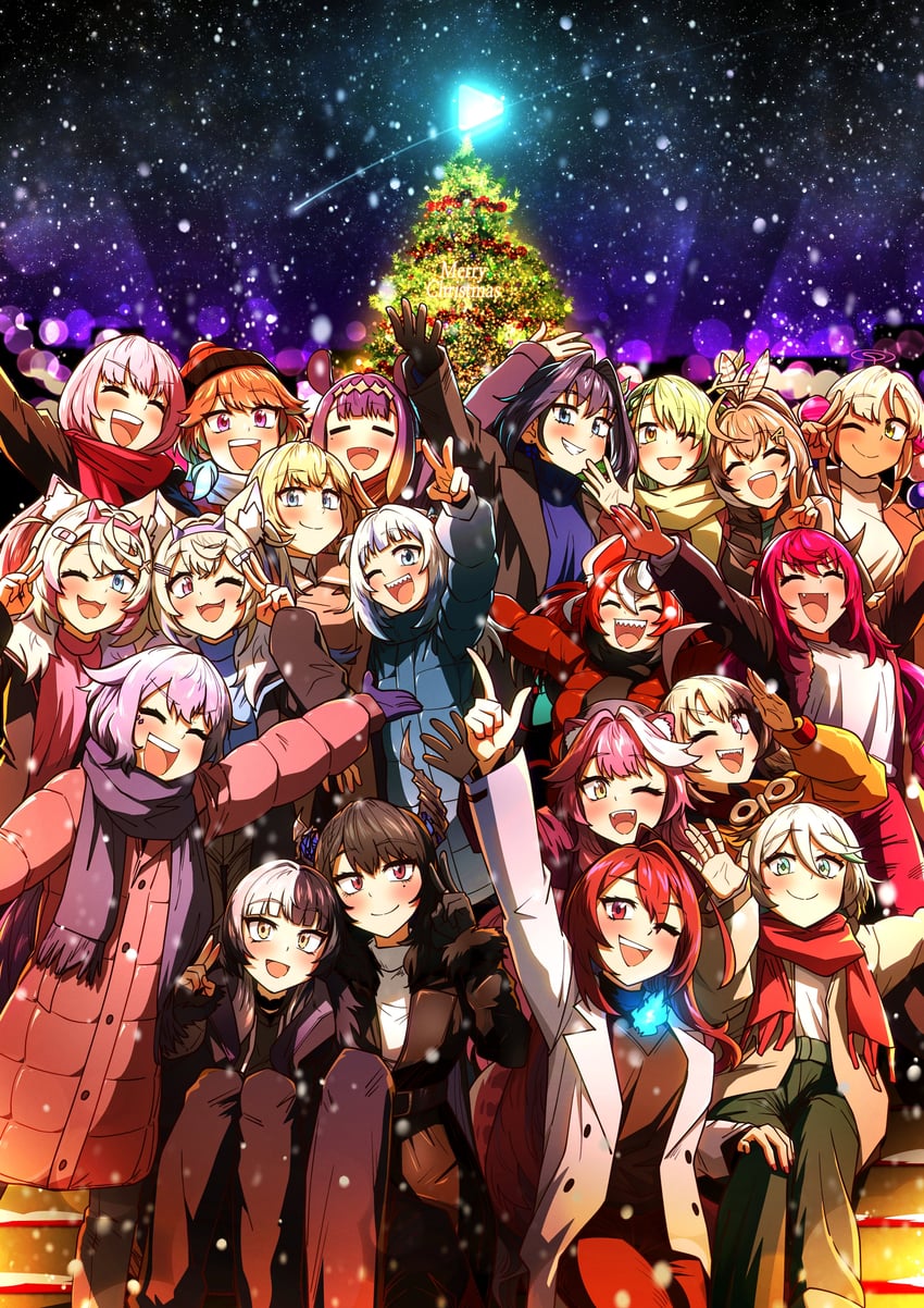 gawr gura, mori calliope, ninomae ina'nis, ouro kronii, nanashi mumei, and 15 more (hololive and 1 more) drawn by ddolbang