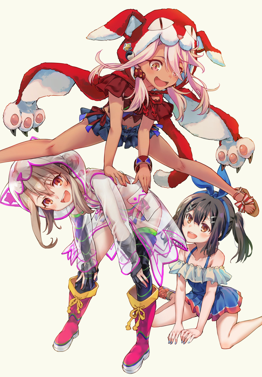 illyasviel von einzbern, chloe von einzbern, and miyu edelfelt (fate and 2 more) drawn by boshi_(a-ieba)