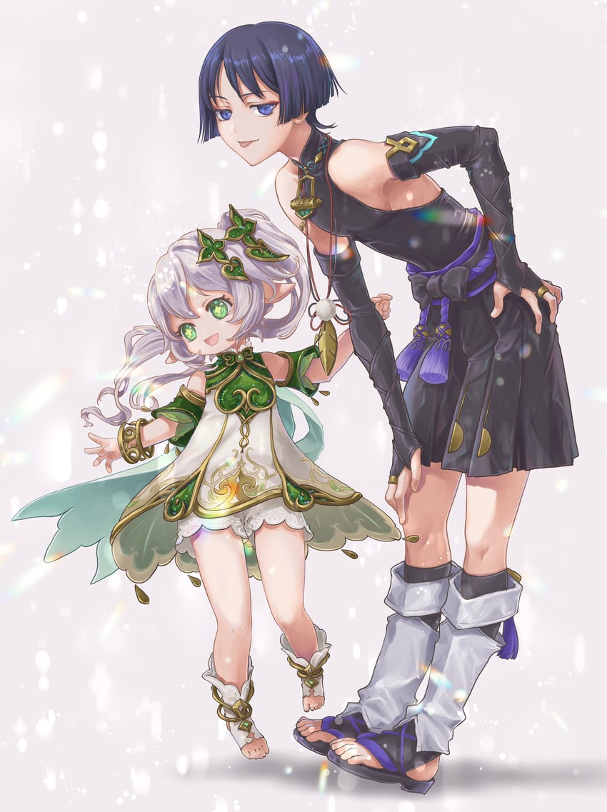 scaramouche, nahida, and wanderer (genshin impact) drawn by xiao_kaya