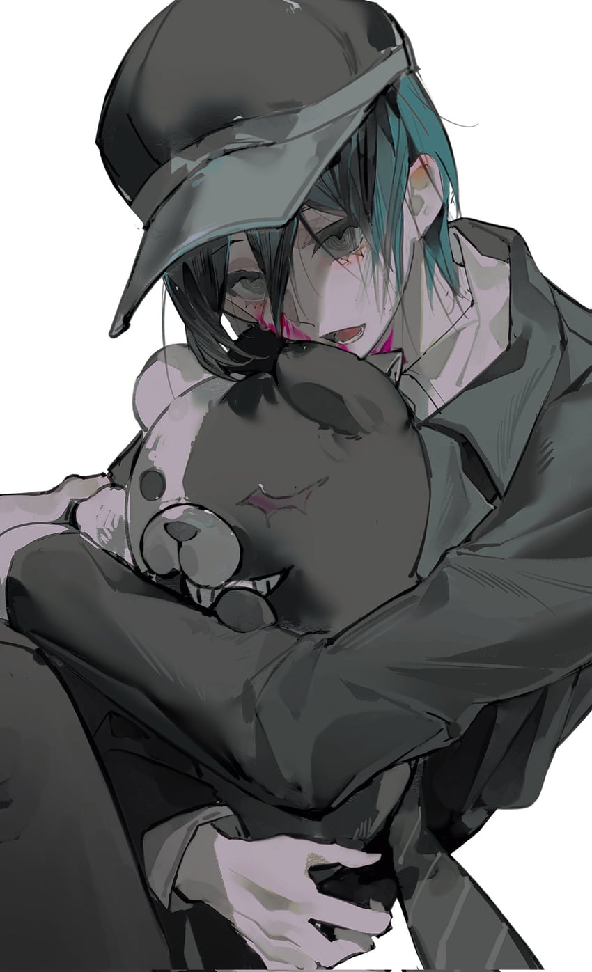 saihara shuichi and monokuma (danganronpa and 1 more) drawn by yukii_masako
