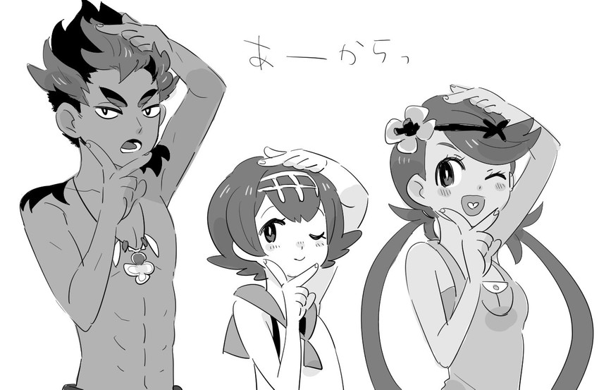 lana, mallow, and kiawe (pokemon and 1 more) drawn by amagaeru_(amapippi052525)