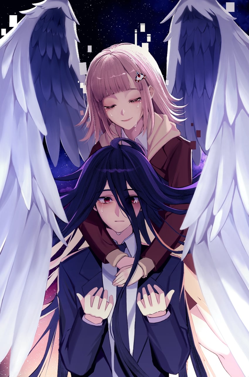 nanami chiaki and kamukura izuru (danganronpa and 2 more) drawn by kkochmeli