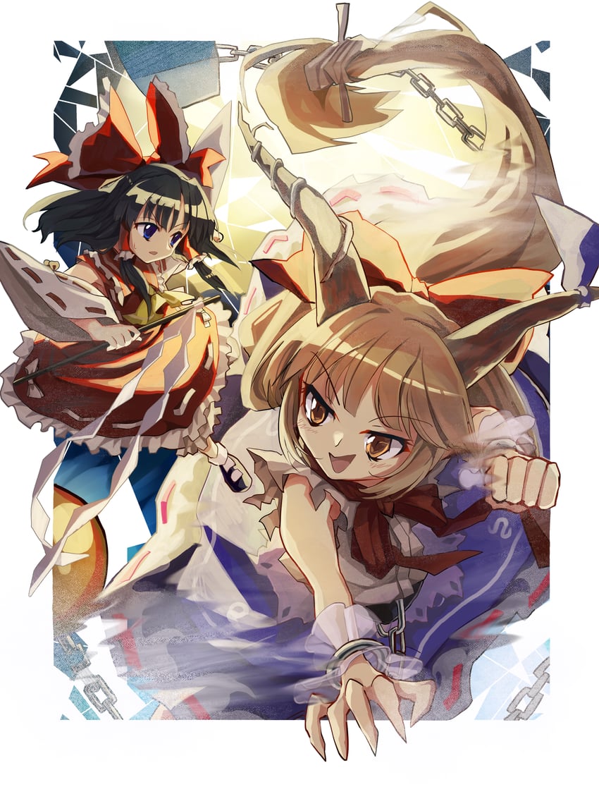 hakurei reimu and ibuki suika (touhou and 1 more) drawn by matsukuzu