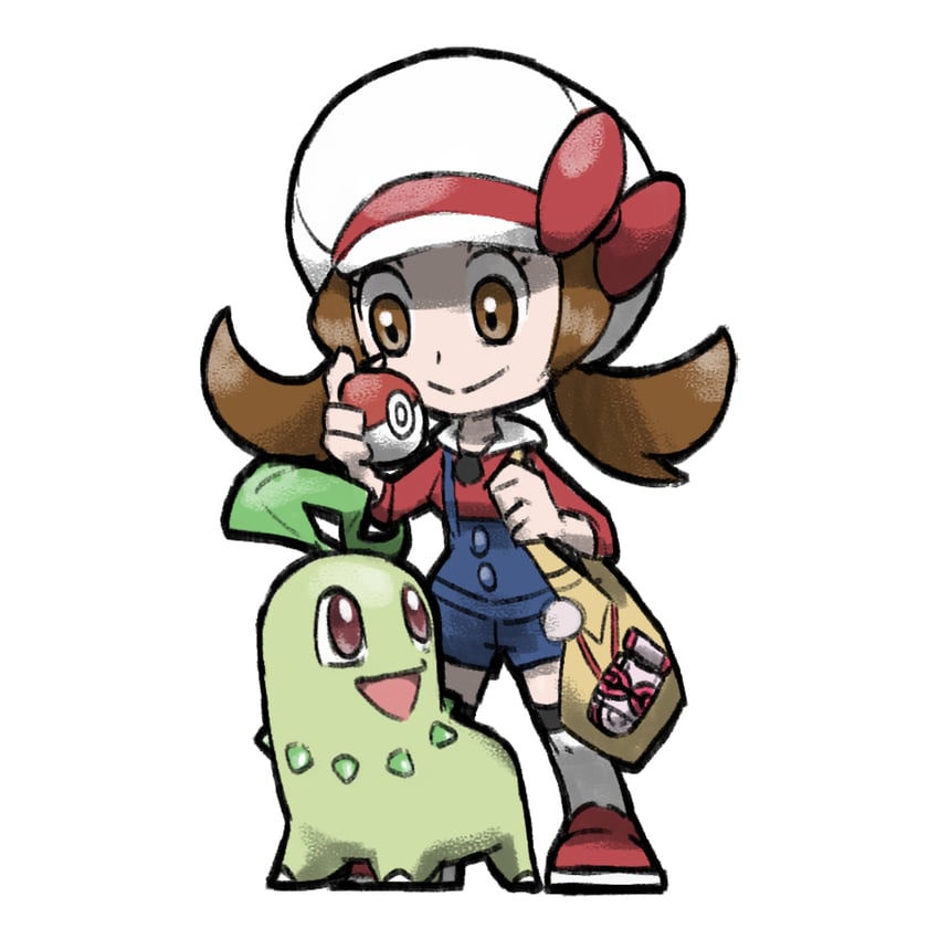 lyra and chikorita (pokemon and 1 more) drawn by blacknirrow