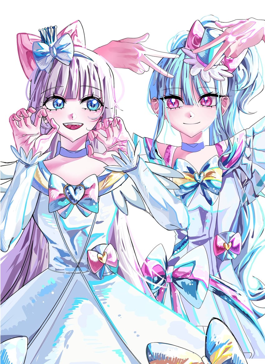 nekoyashiki yuki, nekoyashiki mayu, cure nyammy, and cure lillian (precure and 1 more) drawn by ggo_ggi