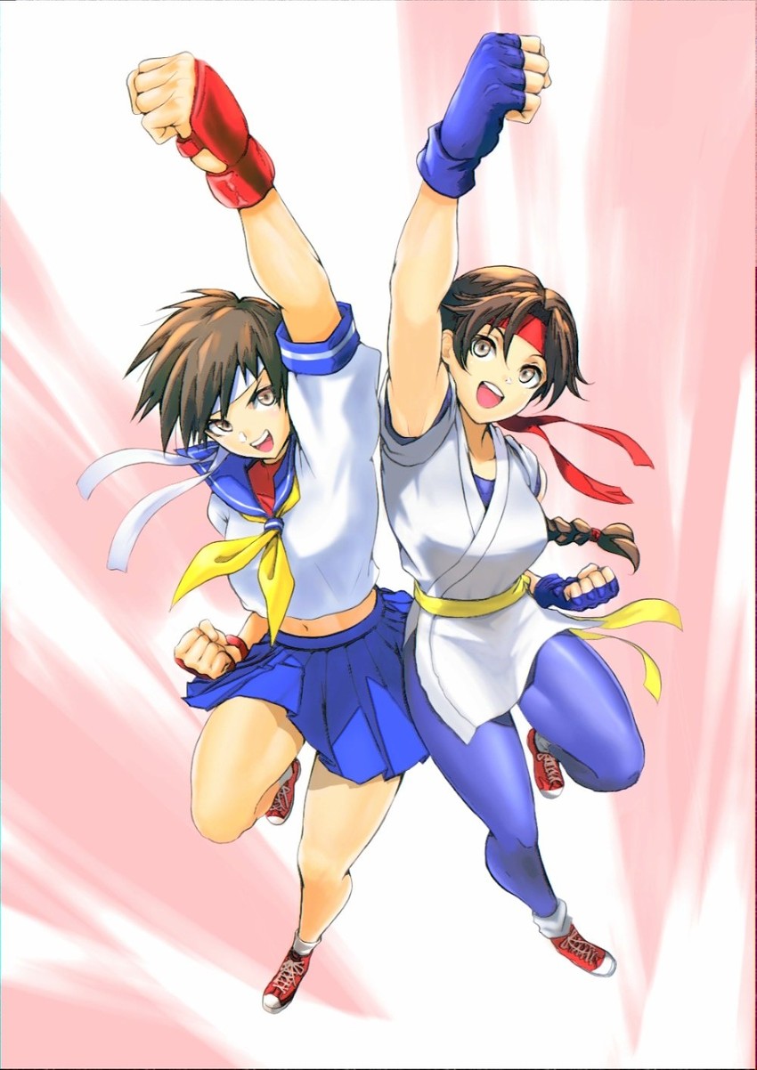 kasugano sakura and yuri sakazaki (street fighter and 2 more) drawn by anagumasan