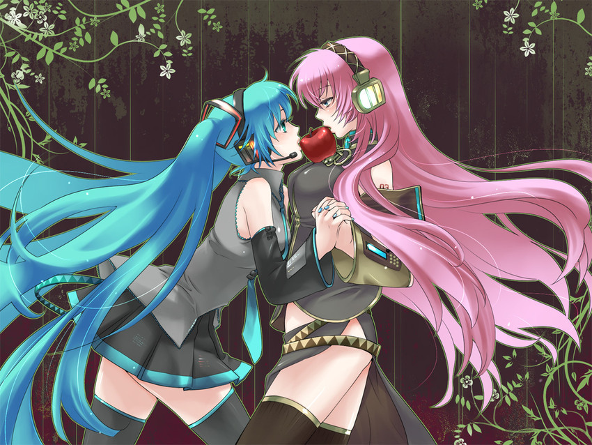 hatsune miku and megurine luka (vocaloid) drawn by motisako_(artist)
