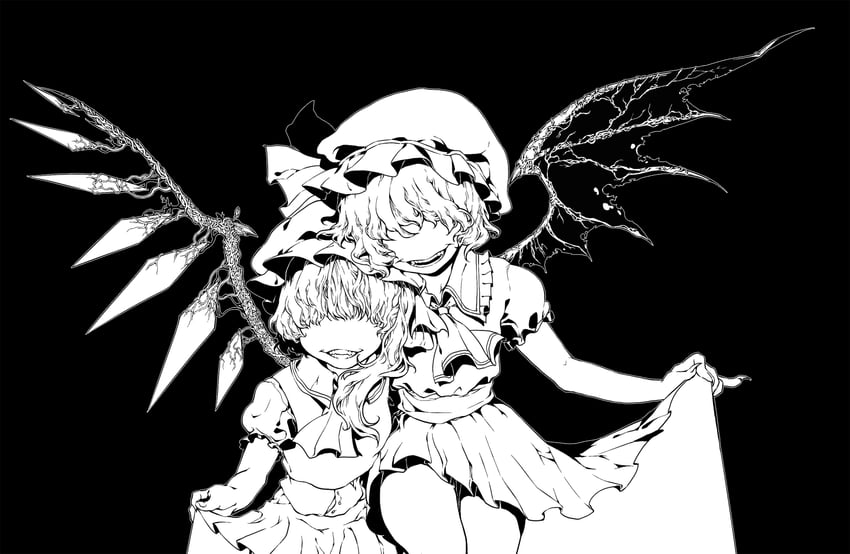 remilia scarlet and flandre scarlet (touhou) drawn by ama_(mosaicowen)