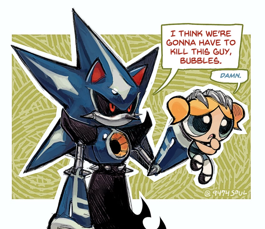 metal sonic, bubbles, and neo metal sonic (sonic and 2 more) drawn by 9474s0ul