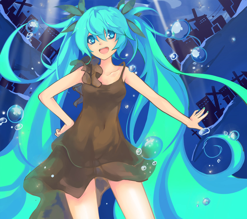 hatsune miku (vocaloid and 1 more) drawn by ejieaa
