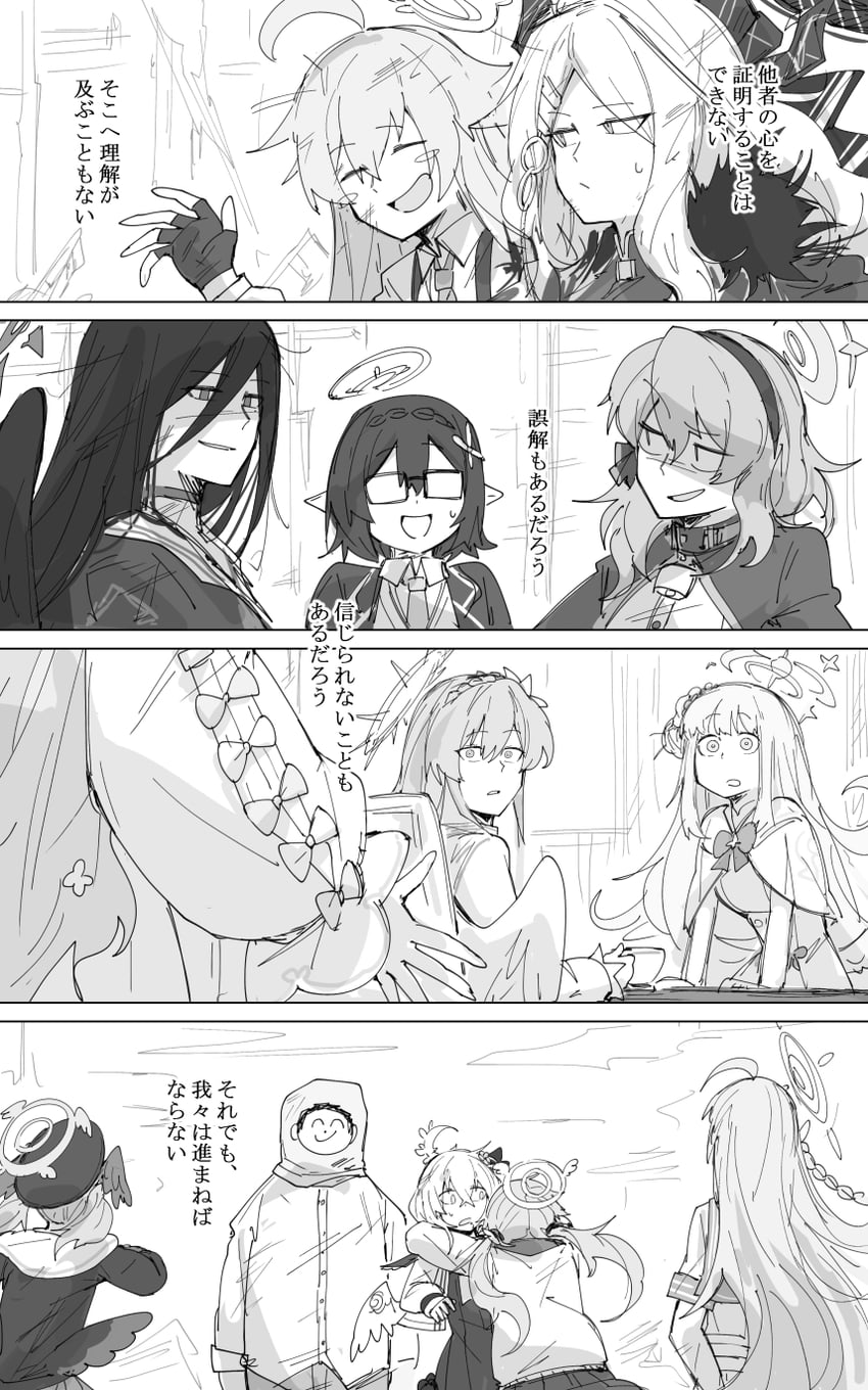 sensei, doodle sensei, hina, hoshino, mika, and 9 more (blue archive) drawn by kankan33333