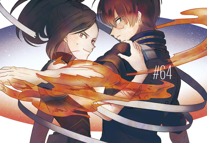todoroki shoto and yaoyorozu momo (boku no hero academia) drawn by enko_(bbbbin)