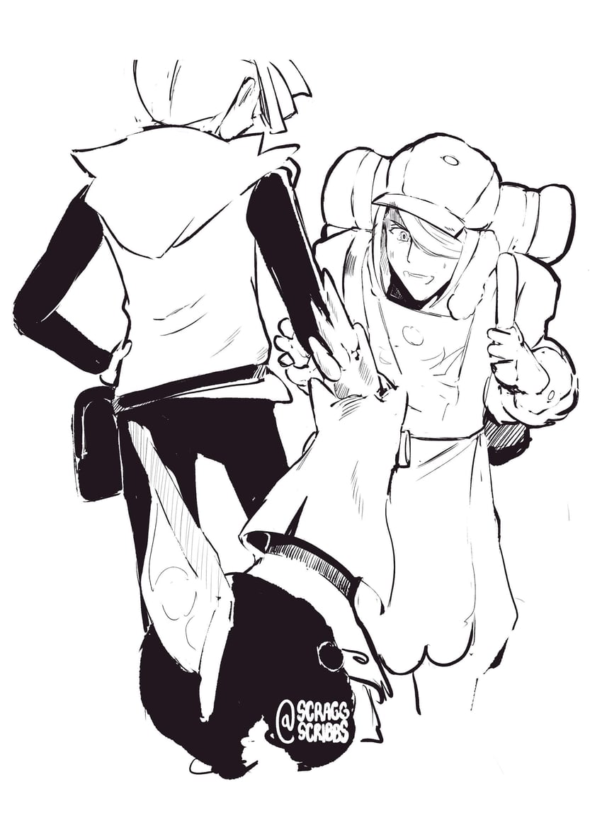 gladion, volo, and silvally (pokemon and 2 more) drawn by scraggscribs