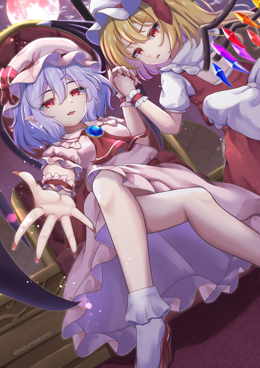 remilia scarlet and flandre scarlet (touhou) drawn by mizunisabano